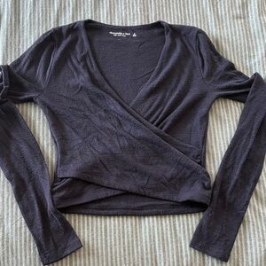 Abercrombie & Fitch Black Wrap-Style Long Sleeve Top